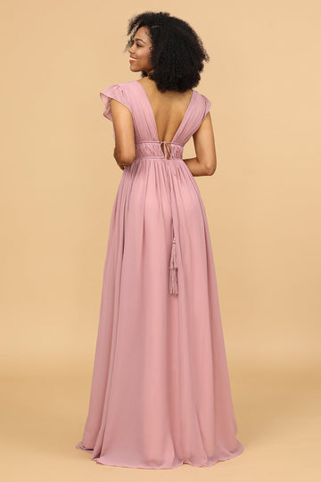 Rosa Cuello V Vestido de dama de honor